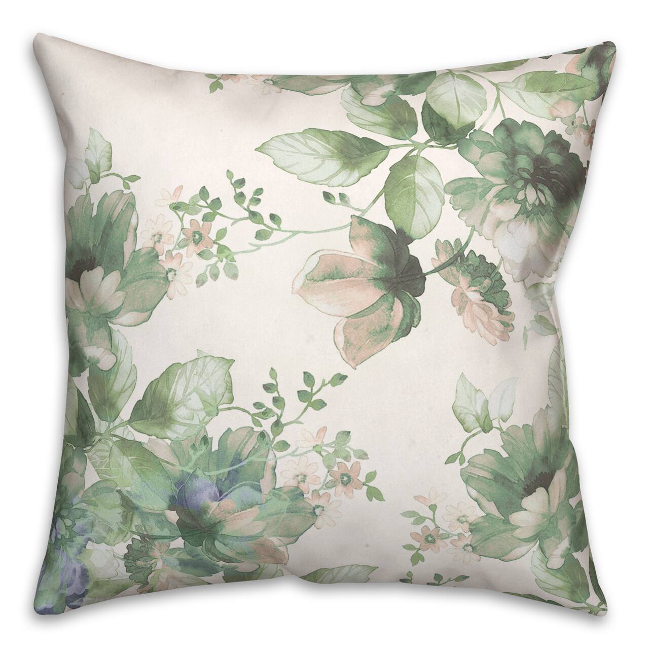 Classic Watercolor Flowers 18" x 18" Throw Pillow
